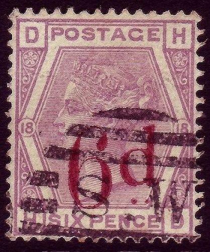 Sg162, 6d on 6d lilac plate 18, good used. Cat £130. HD