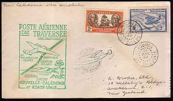 NEW CALEDONIA 1940 first flight cover to Honolulu, Hawaii.......33381