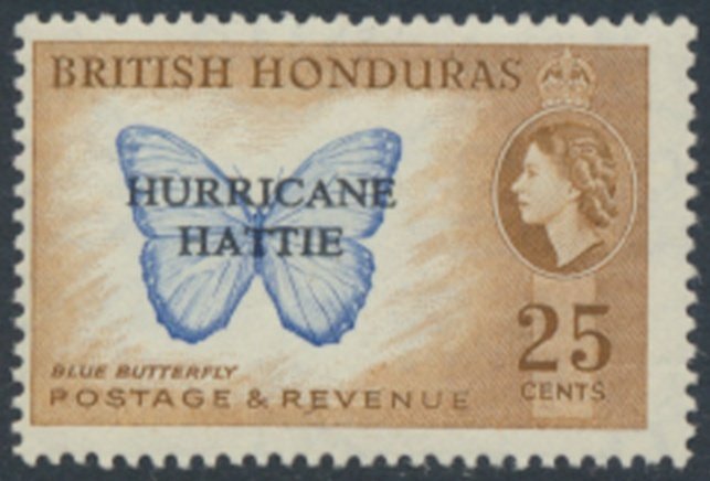 British Honduras  Sc#  165   MNH  Hurricane  please read details   see scans 