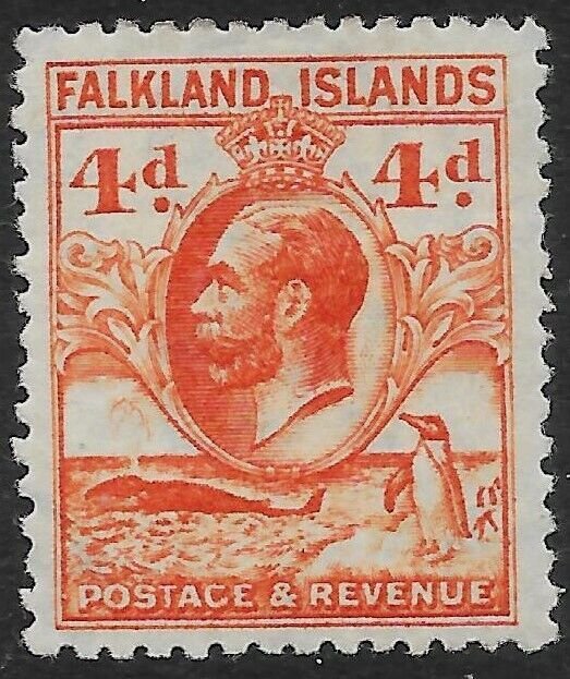FALKLAND ISLANDS SG120 1932 4d ORANGE MTD MINT