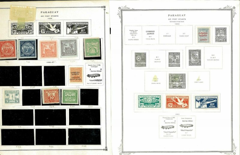 Paraguay 1884-1940 M & U Hinged & in Mounts on a Mix of Remaindered Pages