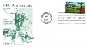 US FIRST DAY COVER RURAL ELECTRIFICATION ADMINISTRATION 3 DIFFERENT CACHETS 1985