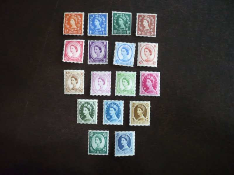 Stamps - Great Britain - Scott# 353-369 - Mint Never Hinged Set of 17 Stamps