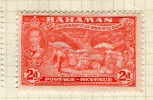 BAHAMAS; 1938 early GVI pictorial issue fine Mint hinged 2d. value