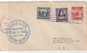 salvador grace line 1933 pacific coast new york service stamps cover ref r10812