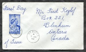 h357 - LEEWARD ISLANDS 1949 FDC Cover. Silver Wedding. Sent to Canada