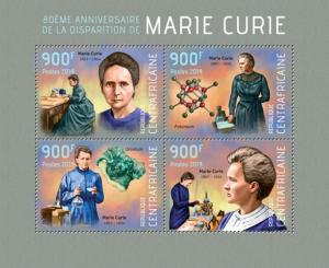 CENTRAFRICAINE 2014 SHEET MARIE CURIE NOBEL PRIZE