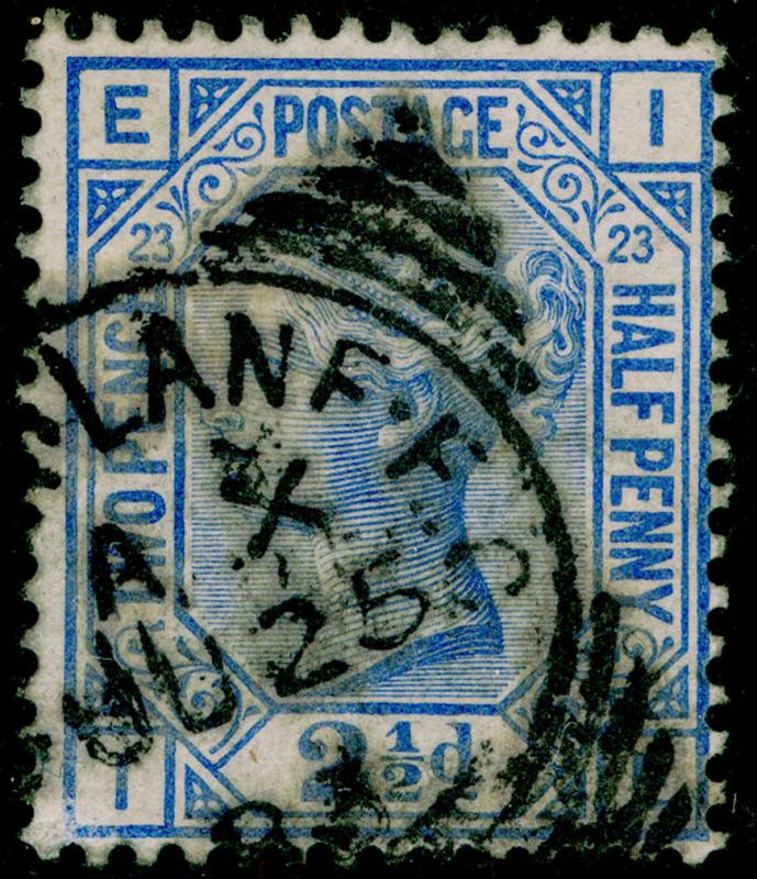 SG157, 2½d blue PLATE 23, USED, CDS. Cat £32. IE