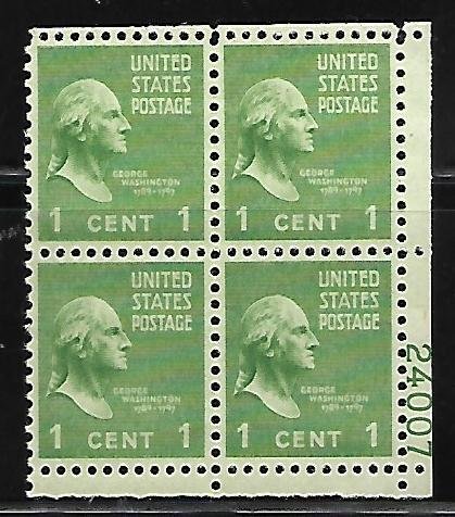 #804 Presidential  Lower Right Plate Block #24007 F VF NH DCV=$1.25