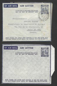 PALESTINE 1938 TWO AIR MAIL LETTERS ONE USED IN JERUSALEM ONE MINT