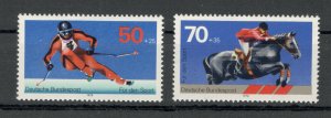 GERMANY -MNH TWO STAMPS-SPORT-SKIING-HORSE-1978.