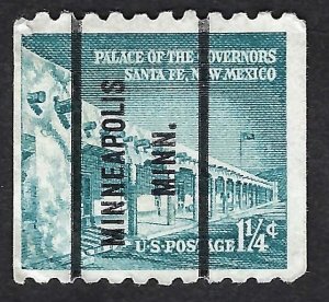 United States #1054A 1 1/4¢ Palace of Governors (1960). Coil. Used