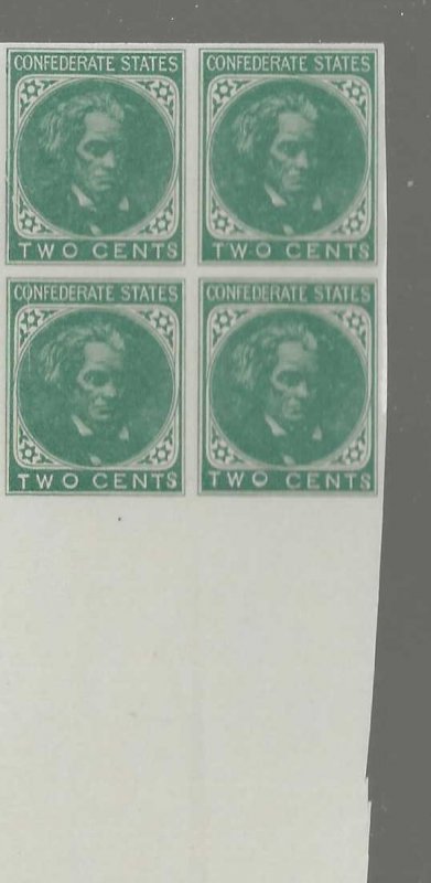 BLOCK 4 CONFEDERATE 2c GREEN HANCOCK DIETZ PRINT REPLACE 1c (14)