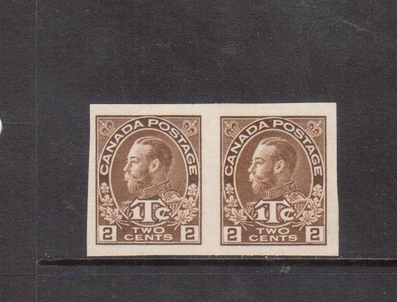 Canada #MR4b Extra Fine Mint Imperf Pair Unused (No Gum As Issued)