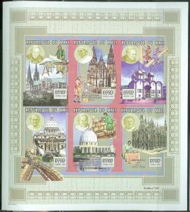 MALI  SCOTT#996  POPE  JOHN  PAUL II SHEET OF SIX IMPERFORATED  MINT NH