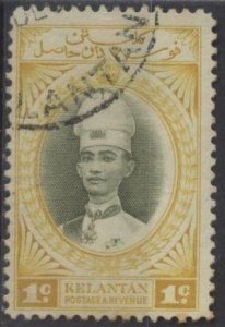 Malaya: Kelantan 29 (used) 1c Sultan Ismail, yel & ol grn (1937)