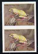 Zambia 1989 Reed Frog 2k85 imperf pair, unmounted mint bu...