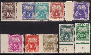 1946-53 FRENCH ANDORRA, Tax n . 32/41 10 values MNH / **