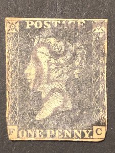 GB British Great Britain stamp 1840 Penny Black QV d Queen Victoria pl 8