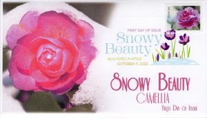22-287, 2022, Snowy Beauty, Digital Color Postmark, First Day Cover, Camellia, W