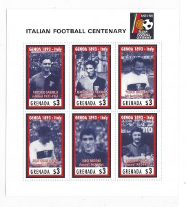 Grenada 1993 Italian football centenary soccer Sheet Sc 2238 MNH C4