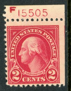 USA 1922 Washington 2¢ Carmine Booklet Pane Single Scott 554c PNS Mint B450