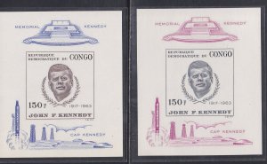 Congo Democratic Republic # 591-592, John F. Kennedy, IMPerf Sheets NH, 1/2 Cat.