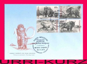 MOLDOVA 2010 Ancient Prehistoric Fauna Lost Animals Mammoth Mi719-722 FDC