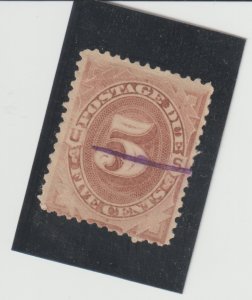 US Scott # J4 Used Purple Pen CXL 1879 5c Brown Postage Due