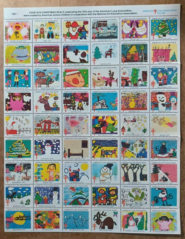 US #WX261 Children's Christmas Art MNH sheet of 54 Printer Mark S (1977)
