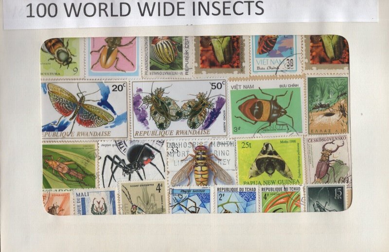 A Nice Selection Of 100 All Different Topicals. Insects.   #02 TOP56