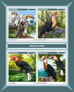 MOZAMBIQUE 2017 SHEET HORNBILLS BIRDS