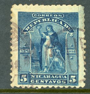 Nicaragua 1894 Seebeck 5¢ Victory Scott #63 VFU Z372 ⭐