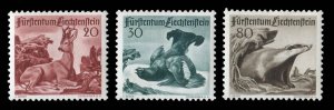 Liechtenstein #243-245 Cat$50, 1950 Animals, set of three, never hinged