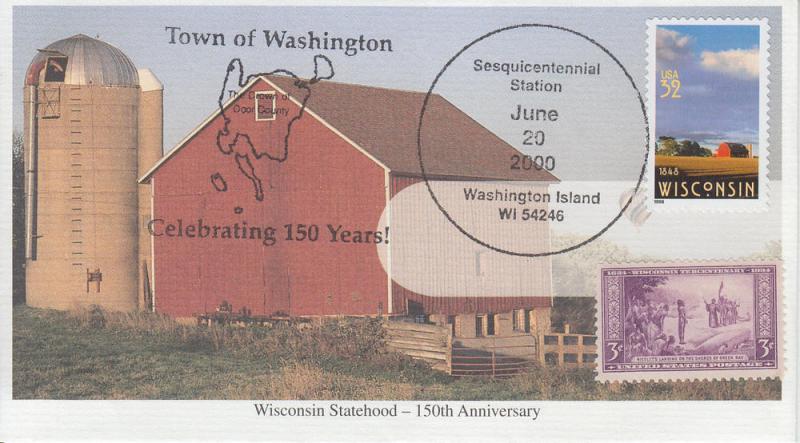 2000 Wisconsin Sesquicentennial Washington Pictorial Cancel 