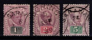 Sarawak 1888 Sir Charles Brooke 1c, 2c, 5c Part Set [Used]