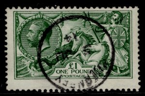 GB GV SG403 SPEC N72(2), SCARCE £1 DEEP green, FINE USED. Cat £2000. CDS