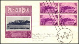 Scott 801 3 Cents Puerto Rico Ioor FDC Typed Address Block Planty 801-45A