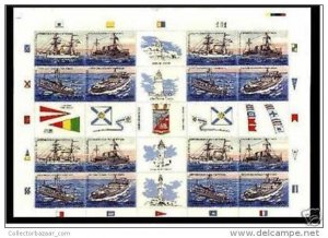 URUGUAY Sc#1406 MNH STAMP SHEET War Ship vessel with Lighthouse tabs CV$40.00