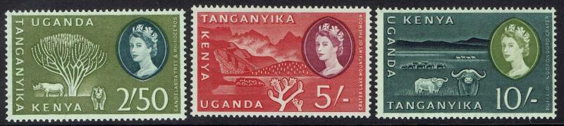 KENYA UGANDA & TANGANYIKA 1960 QEII PICTORIAL 2/-50 5/- AND 10/- MNH **