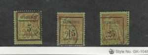 Guadeloupe, Postage Stamp, #3-5 Used, 1889