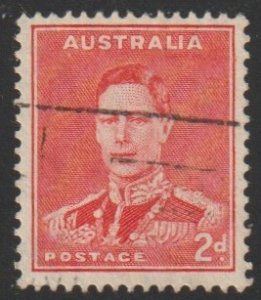 Australia SC# 182 - (2p) - King George VI, scarlet, pf 15x14 - Used single