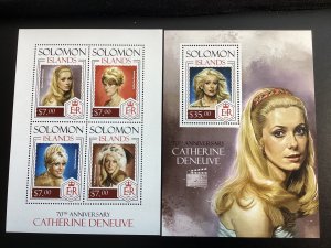 Solomon Islands #1530-1, 1548-9 Mint 2014 70th of Catherine Deneuve, Mick Jagger