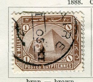 EGYPT; 1888 early classic Sphinx Pyramid issue fine used 5m. value