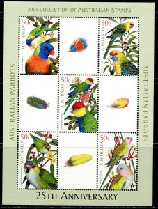 AUSTRALIA Sc#2335-2339 2005 Parrots Limited Edition Souvenir Sheet OG Mint NH