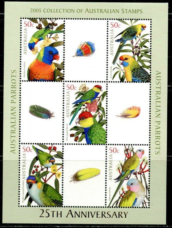 AUSTRALIA Sc#2335-2339 2005 Parrots Limited Edition Souvenir Sheet OG Mint NH