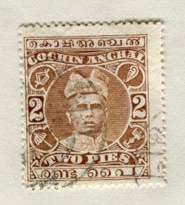 INDIA COCHIN;  1911-13 early Rama Varma issue fine used 2p. value