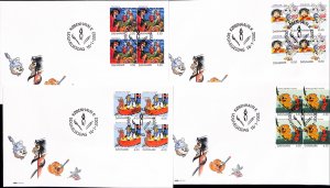 Denmark Danmark Scott 1218-1221 FDC block of 4,  Comics and cartoons