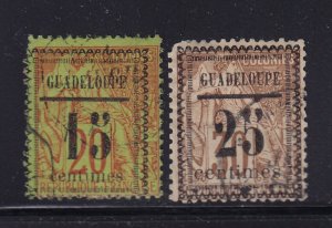 Guadeloupe Scott # 8 - 9 F-VF used neat cancel nice color scv $ 75 see pic !