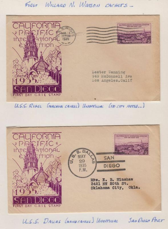 1935 Sc 773-30 California Pacific Expo 1st Watson cachets CV $50